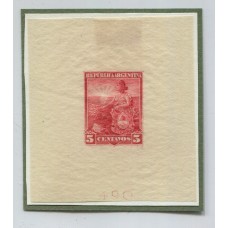 ARGENTINA 1899 GJ 222 CUÑO ENSAYO EN PAPEL DELGADO EN COLOR ROSA FUERTE, RARO